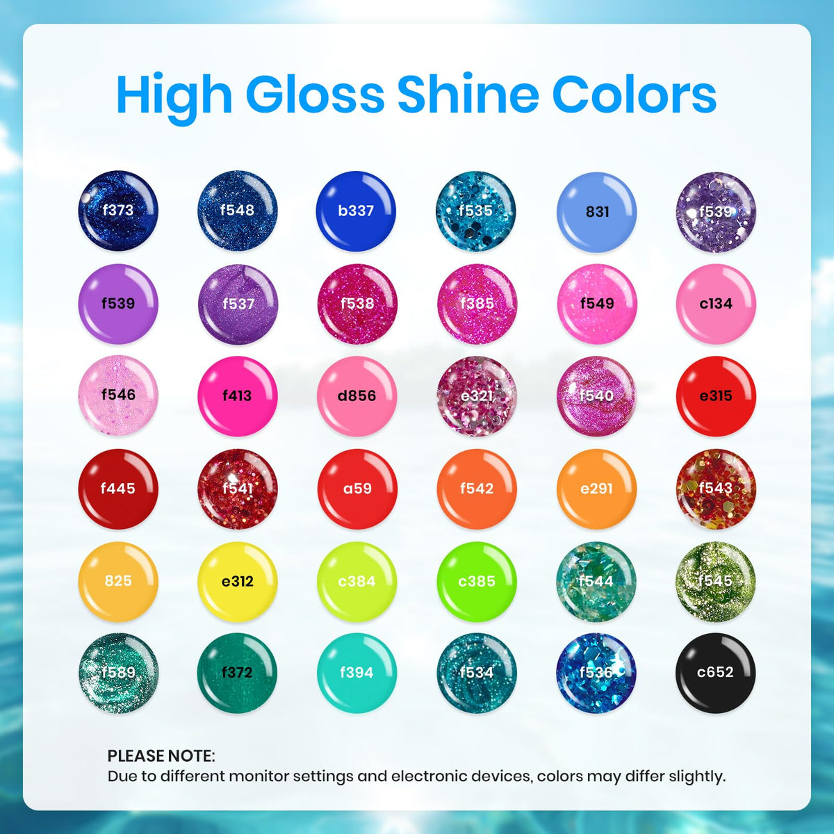 beetles Gel Polish 36-Color Kit showing a variety of nail polish bottles