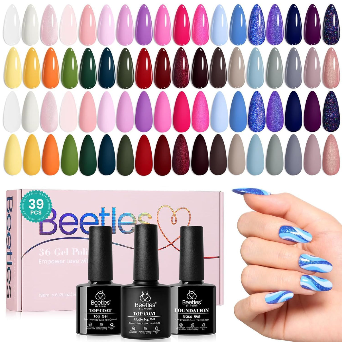 beetles Gel Polish 36 colors gel polish set front view