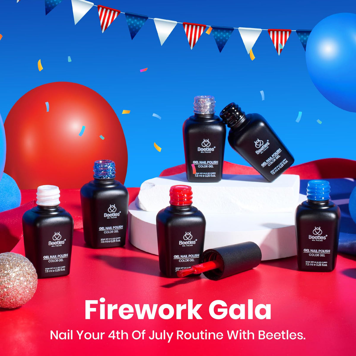 beetles Gel Polish 4th of July red gel nail polish bottle