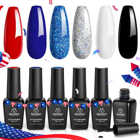 beetles Gel Polish 4th of July set with six colours red, white, blue