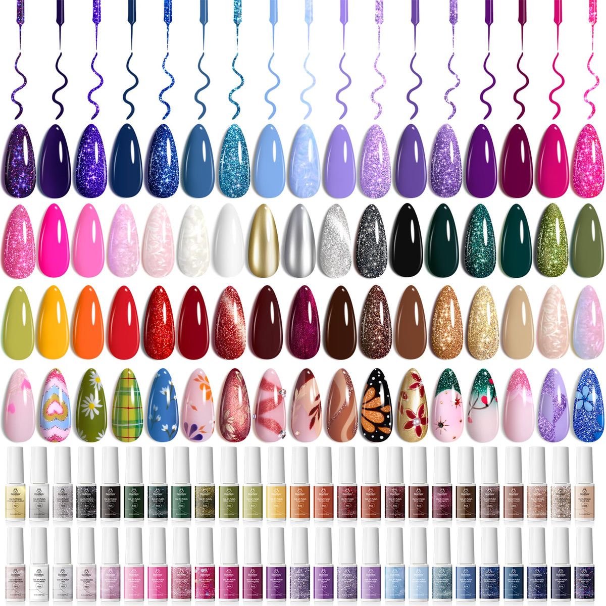 beetles Gel Polish 50 Colors Gel Liner Nail Art Polish Set front view
