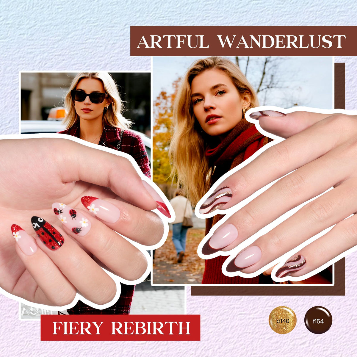 beetles Gel Polish 50 Colors Gel Liner Nail Art Polish Set in use on nails