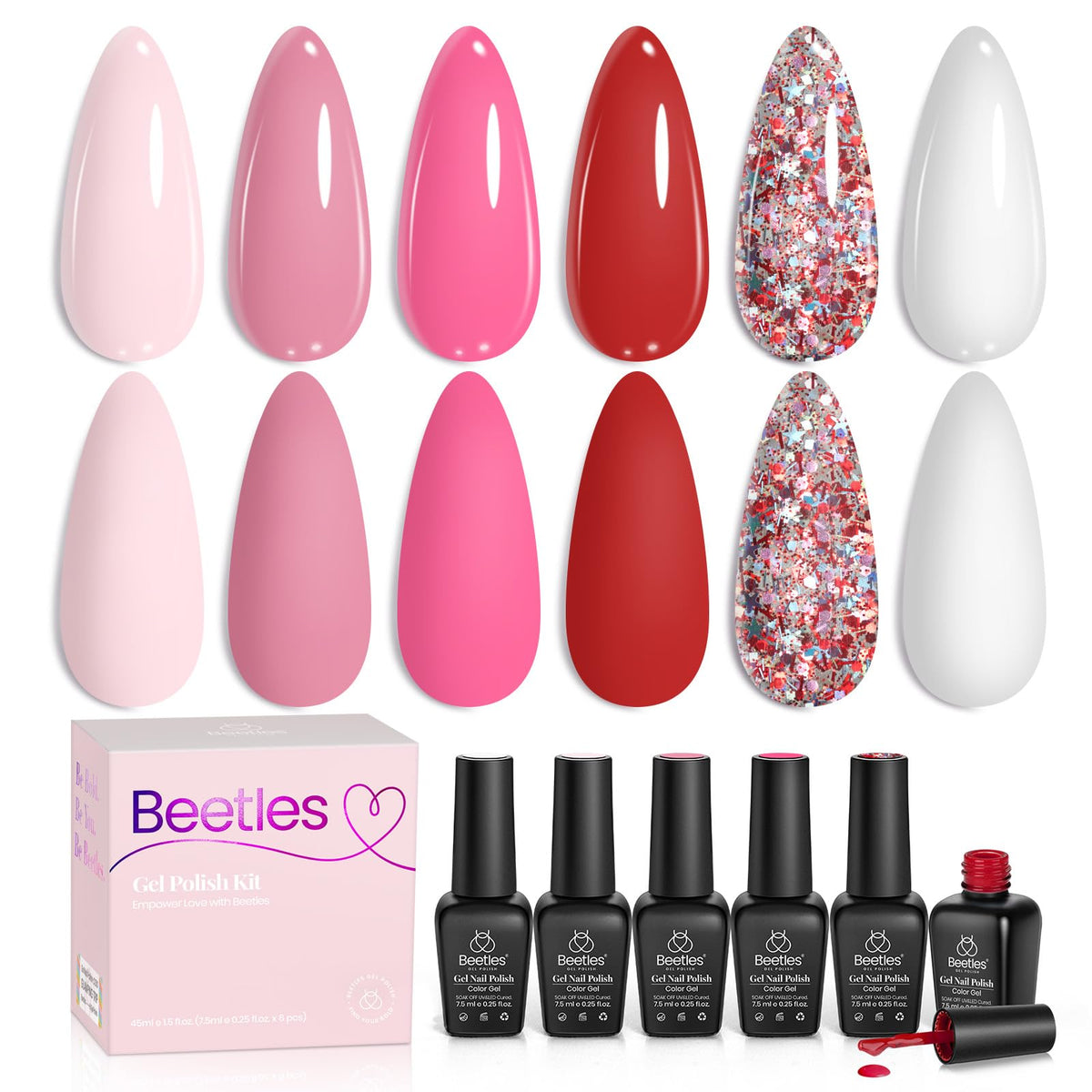 beetles Gel Polish 6-Color Pink Gel Nail Set front view