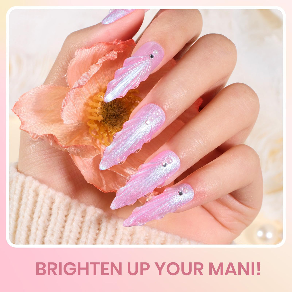 beetles Gel Polish 6 Colors Mermaid Pearl Gel Set in use at home