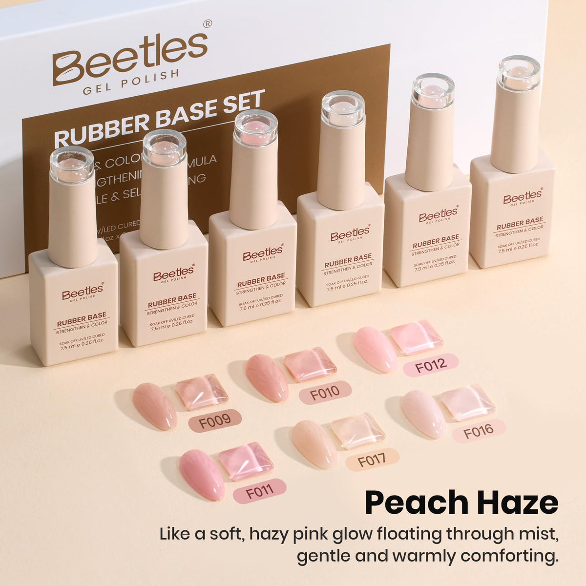beetles Gel Polish 6 Colors Rubber Base Gel Nail Polish packaging