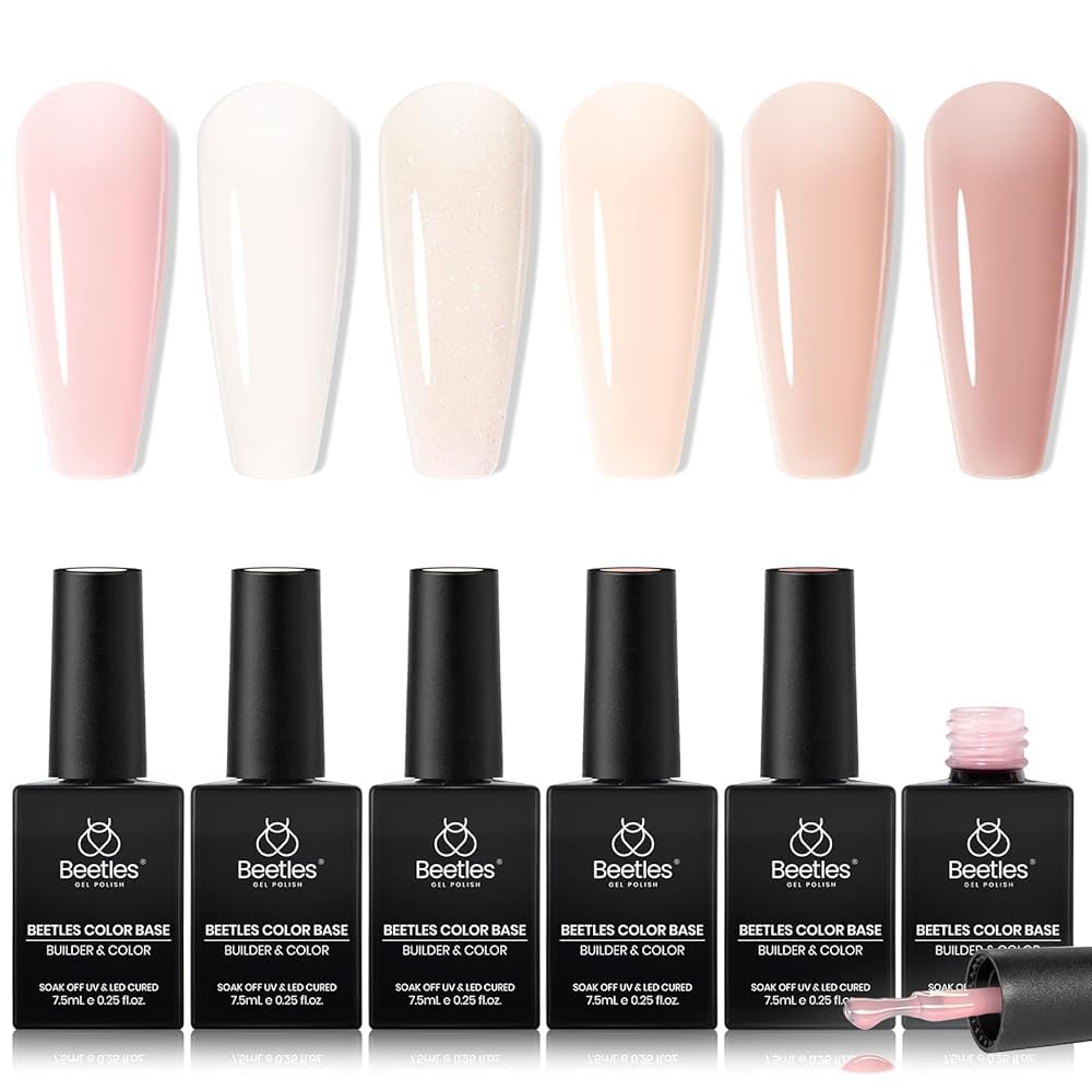 beetles Gel Polish 6 Colours Rubber Base Gel Nail Polish set front view