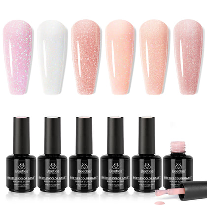 beetles Gel Polish 6 Colours Rubber Base Gel Nail Polish set front view