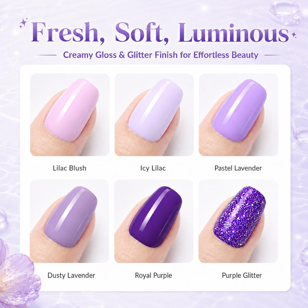 beetles Gel Polish 6 colours swatches on nails