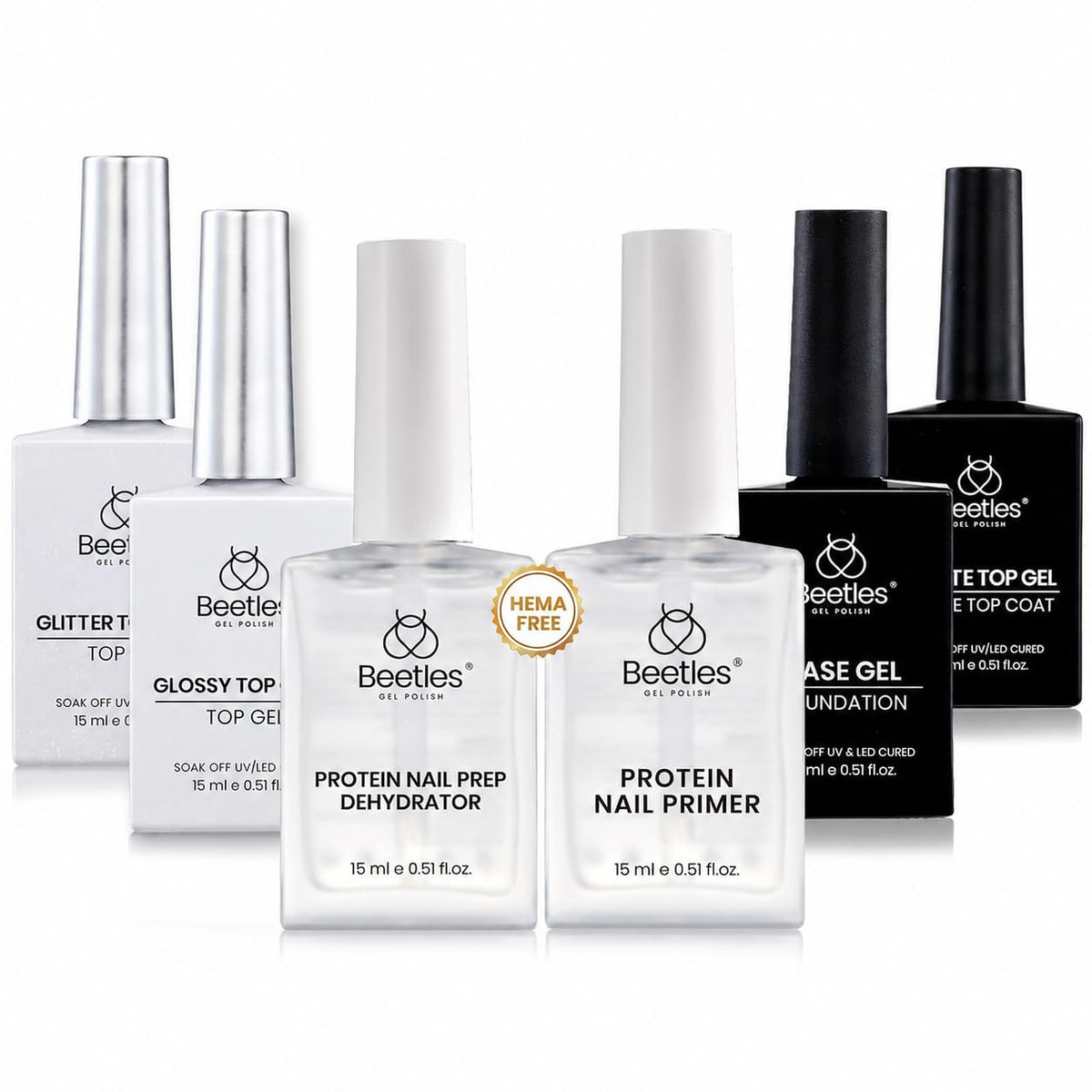 beetles Gel Polish 6 Pcs Gel Base and Top Coat Set front view