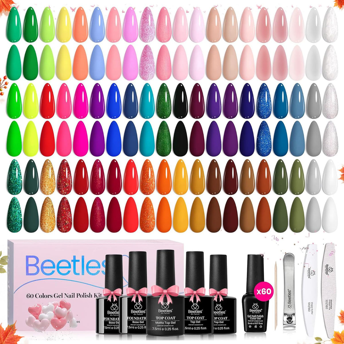 beetles Gel Polish 60 Colors Gel Nail Polish Set front view
