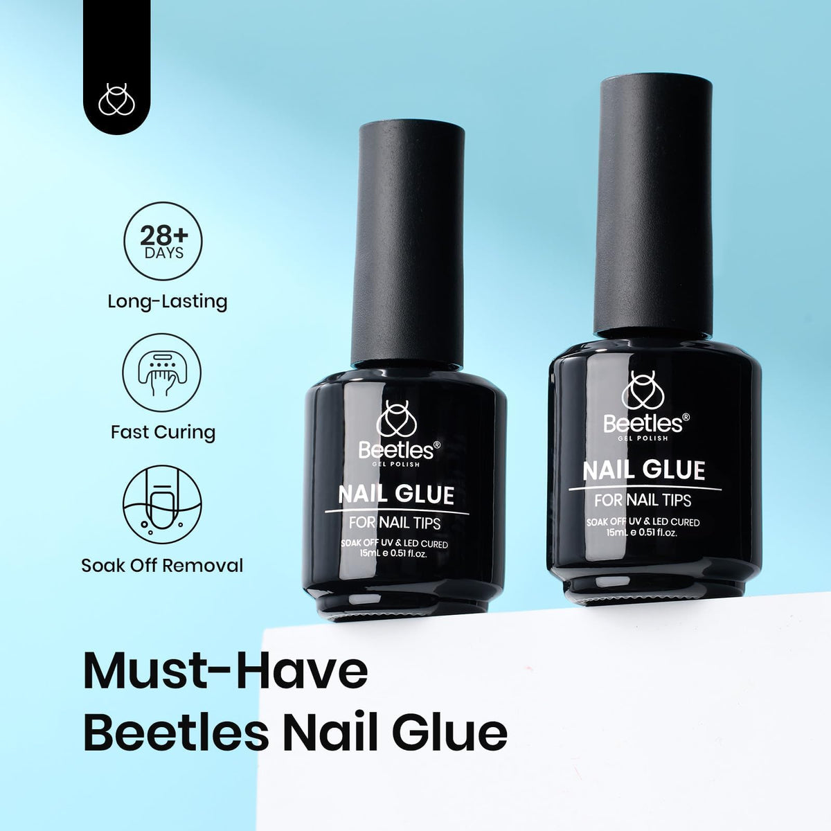 beetles Gel Polish 9-in-1 Nail Glue bottle with brush