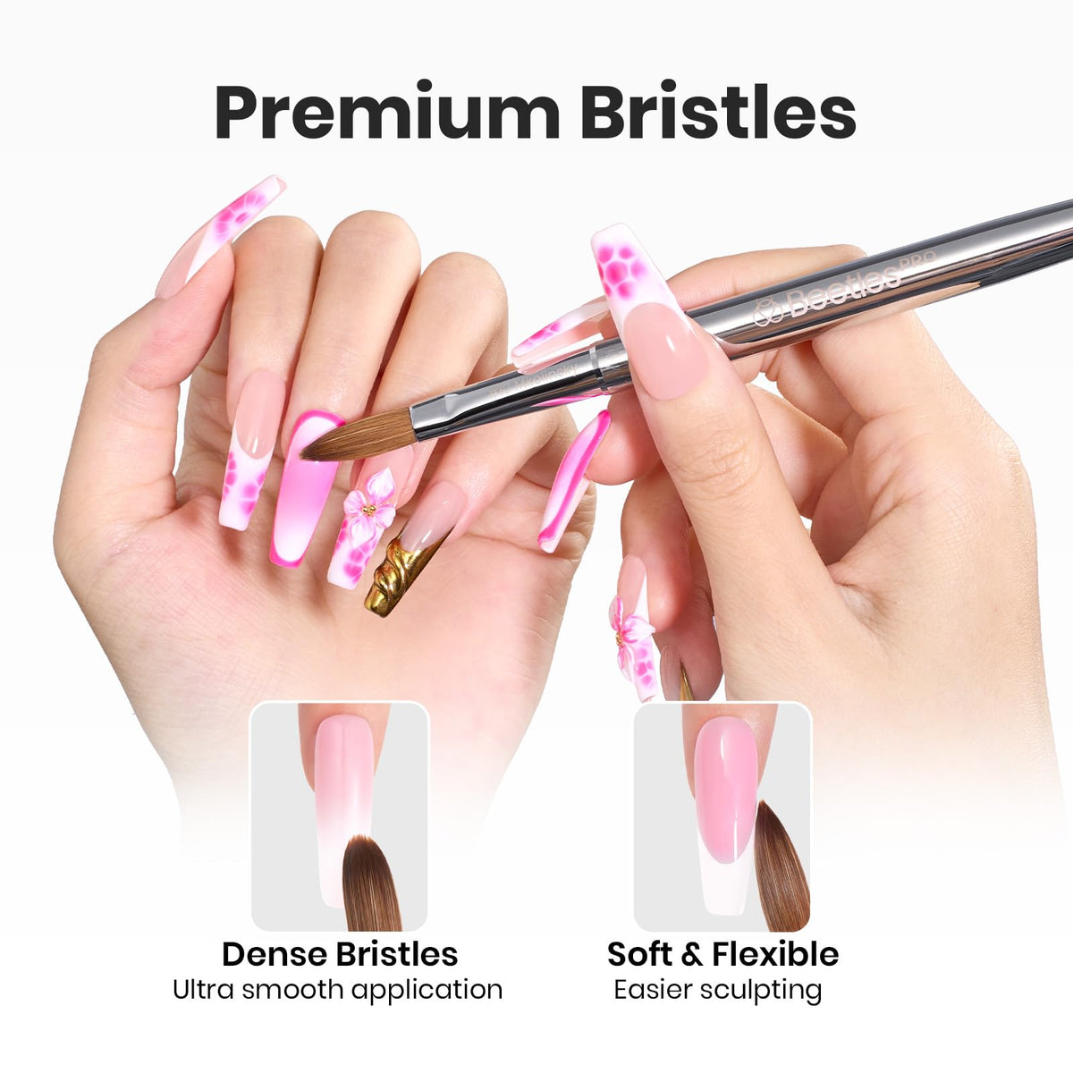 beetles Gel Polish Acrylic Nail Brush with protective cap