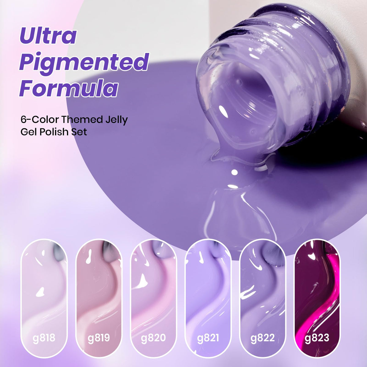 beetles Gel Polish Amethyst Realm set with base and top coat options