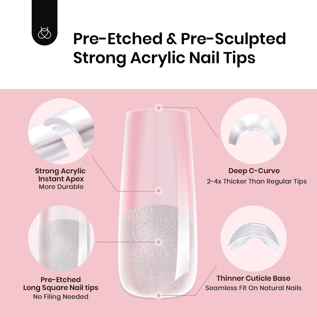 beetles Gel Polish Apex Nail Tips displayed with gel glue