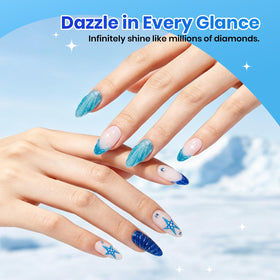 beetles Gel Polish application of blue gel polish on nails
