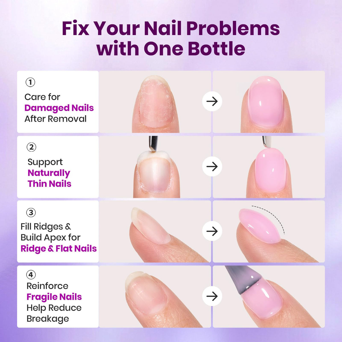 beetles Gel Polish application on nails showing lavender colour