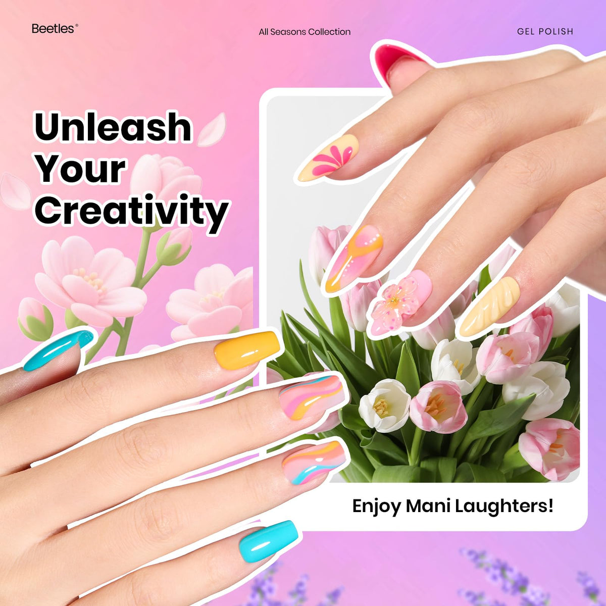 beetles Gel Polish application process with UV lamp