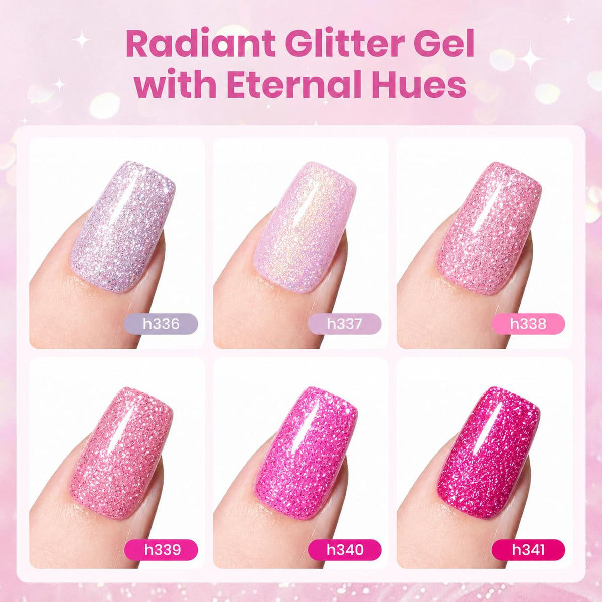 beetles Gel Polish application scene with pink glitter nails