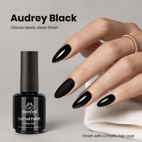 beetles Gel Polish Audrey Black in a nail art setup