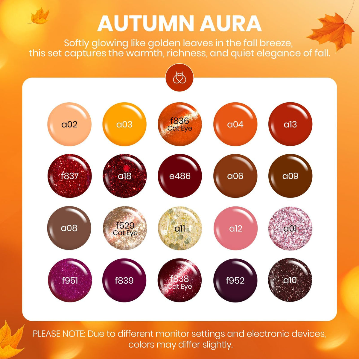 beetles Gel Polish Autumn Aura Set displaying warm earthy shades