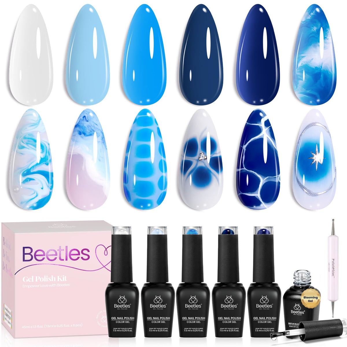 beetles Gel Polish Azure Ripple Blue Gel Nail Polish Set front view