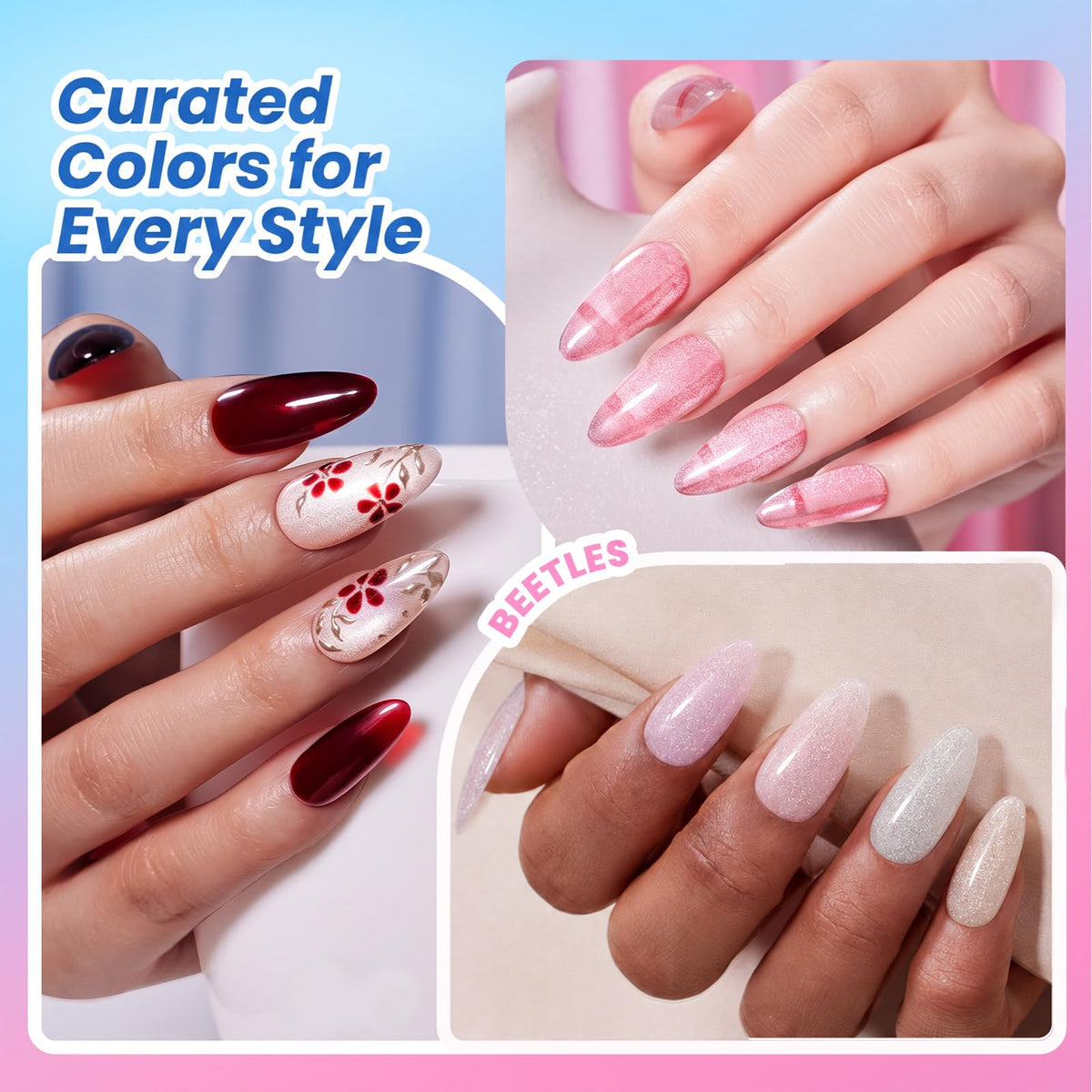 beetles Gel Polish base and top coat bottles