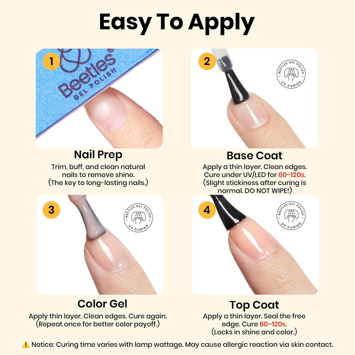 beetles Gel Polish Base and Top Coat Set 15ml bottles