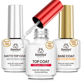 beetles Gel Polish Base and Top Coat Set 3Pcs with matte finish