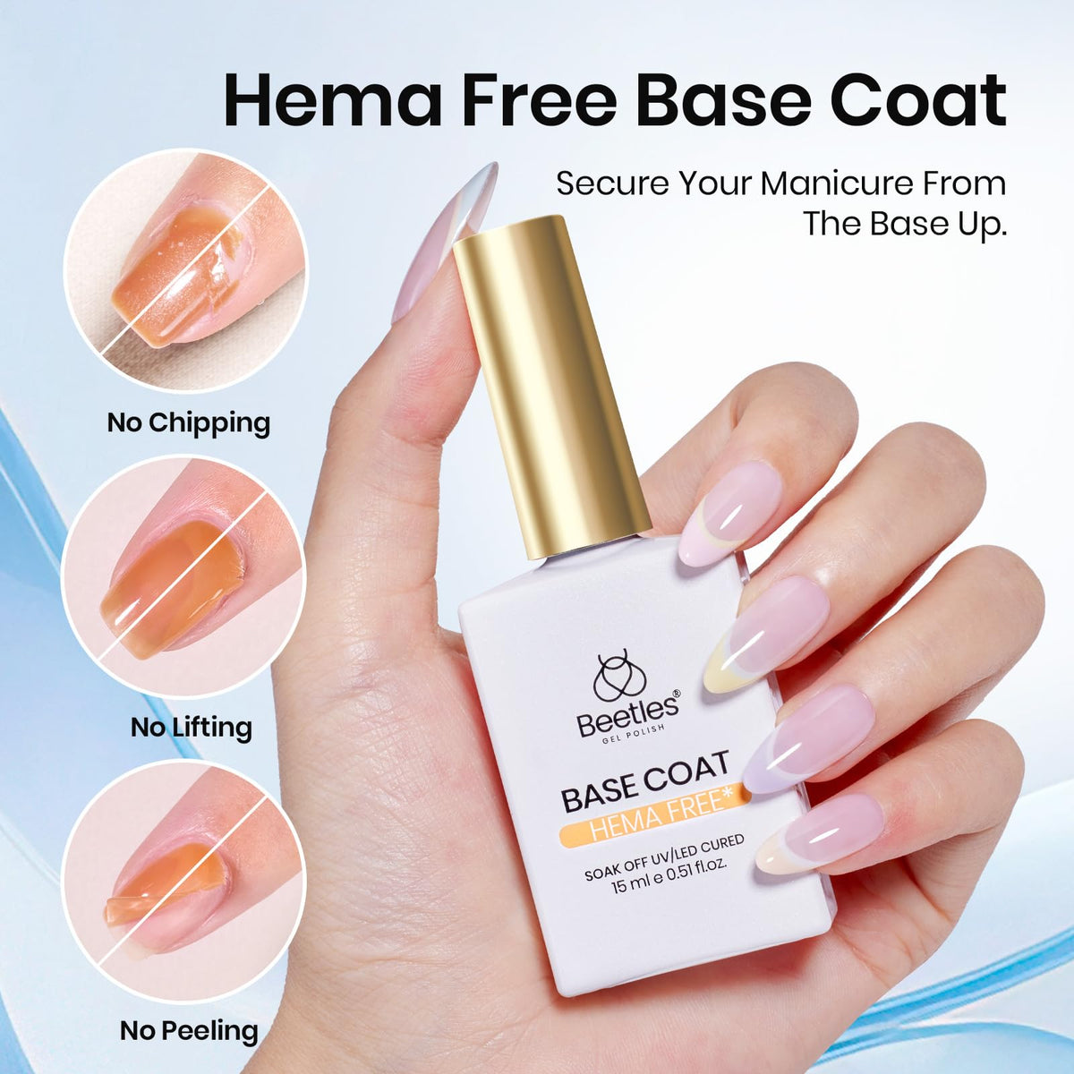 beetles Gel Polish Base Coat and No Wipe Top Coat set