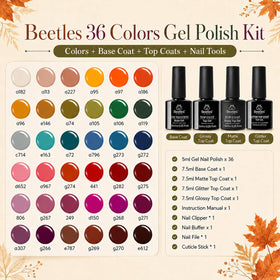 beetles Gel Polish base coat and top coats included in the set