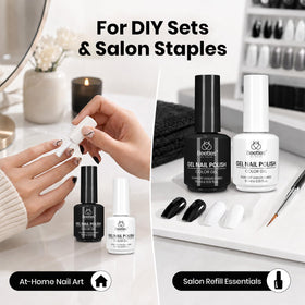beetles Gel Polish Black and White set with nail art tools