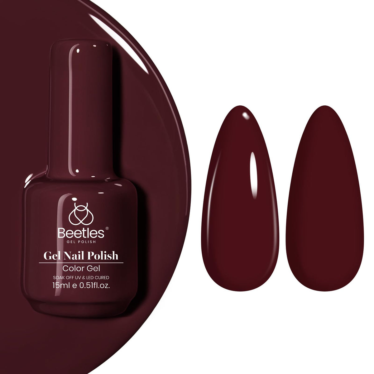 beetles Gel Polish Blanchett Maroon 15ML bottle front view