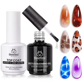 beetles Gel Polish Blooming Gel and Glossy Top Coat Set front view