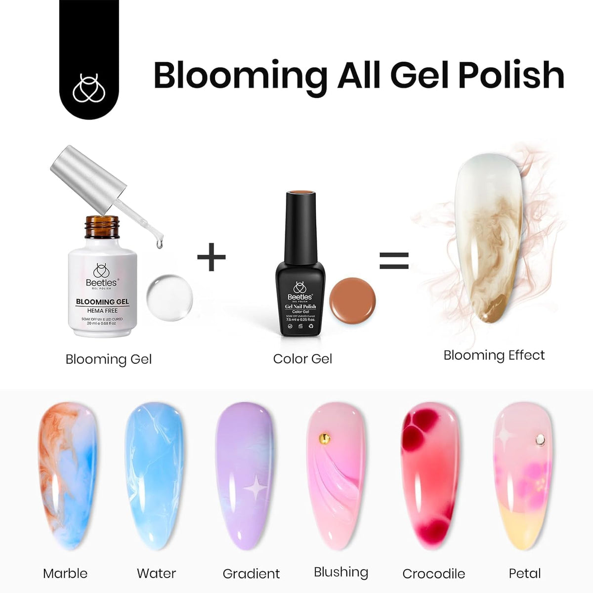 beetles Gel Polish Blooming Gel Nail Polish brush and gel application