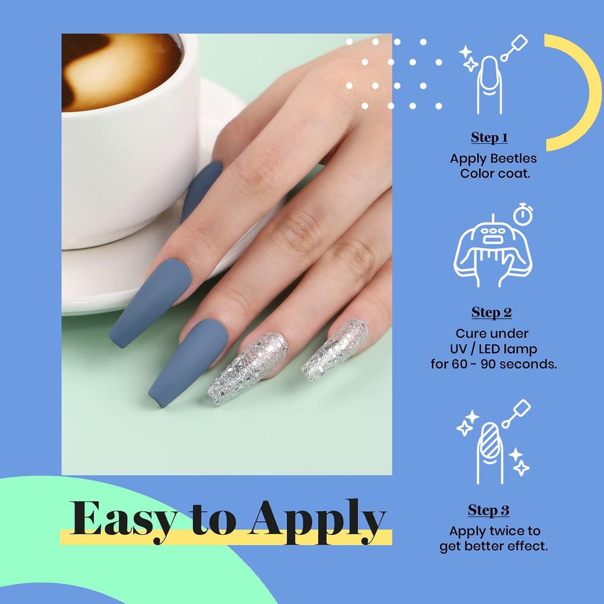 beetles Gel Polish Blue Gel Nail Polish 15ML in lifestyle setting
