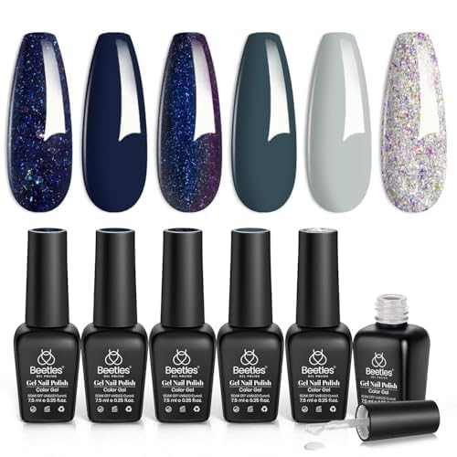beetles Gel Polish Blue Gel Polish Set front view with 6 colours