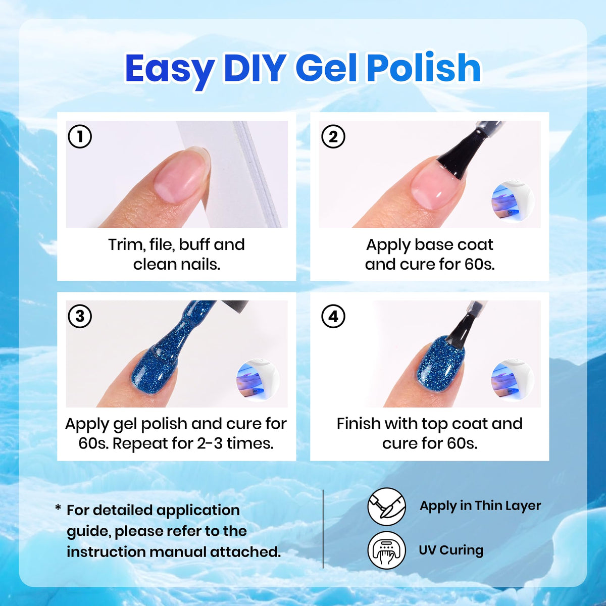 beetles Gel Polish blue gel polish set with glitter effects