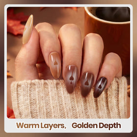 beetles Gel Polish bottles in warm brown and nude tones