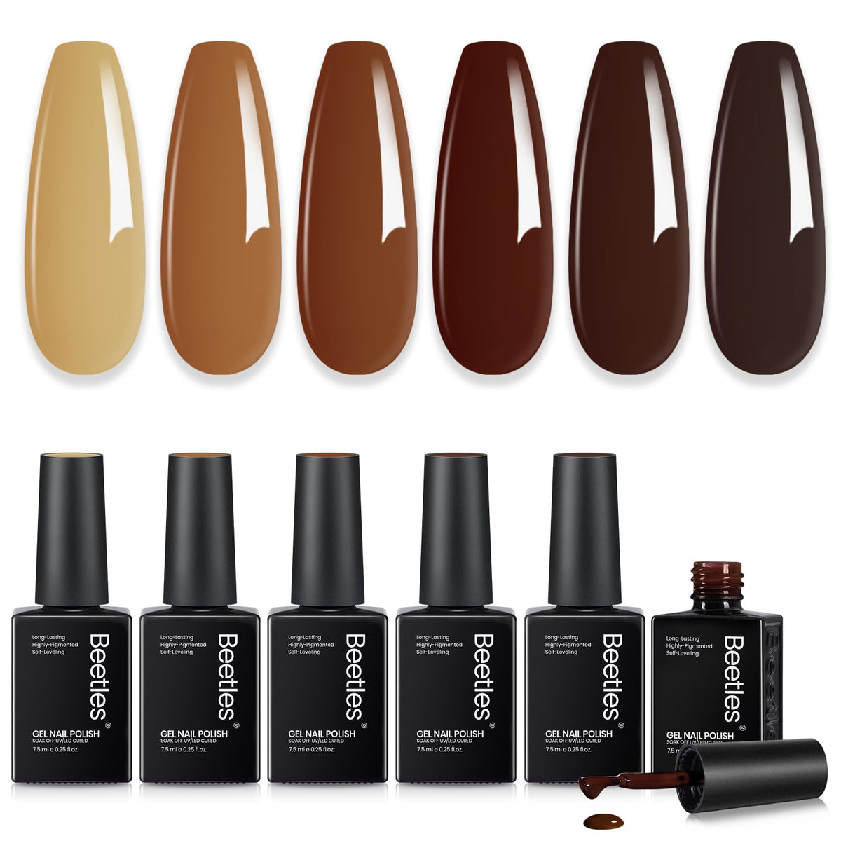 beetles Gel Polish Brown Gel Polish Set front view with 6 bottles