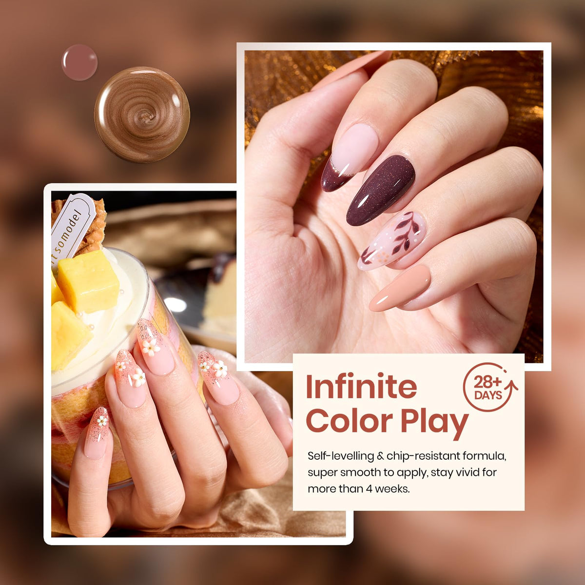 beetles Gel Polish Brownie Bliss gel polish application with UV lamp