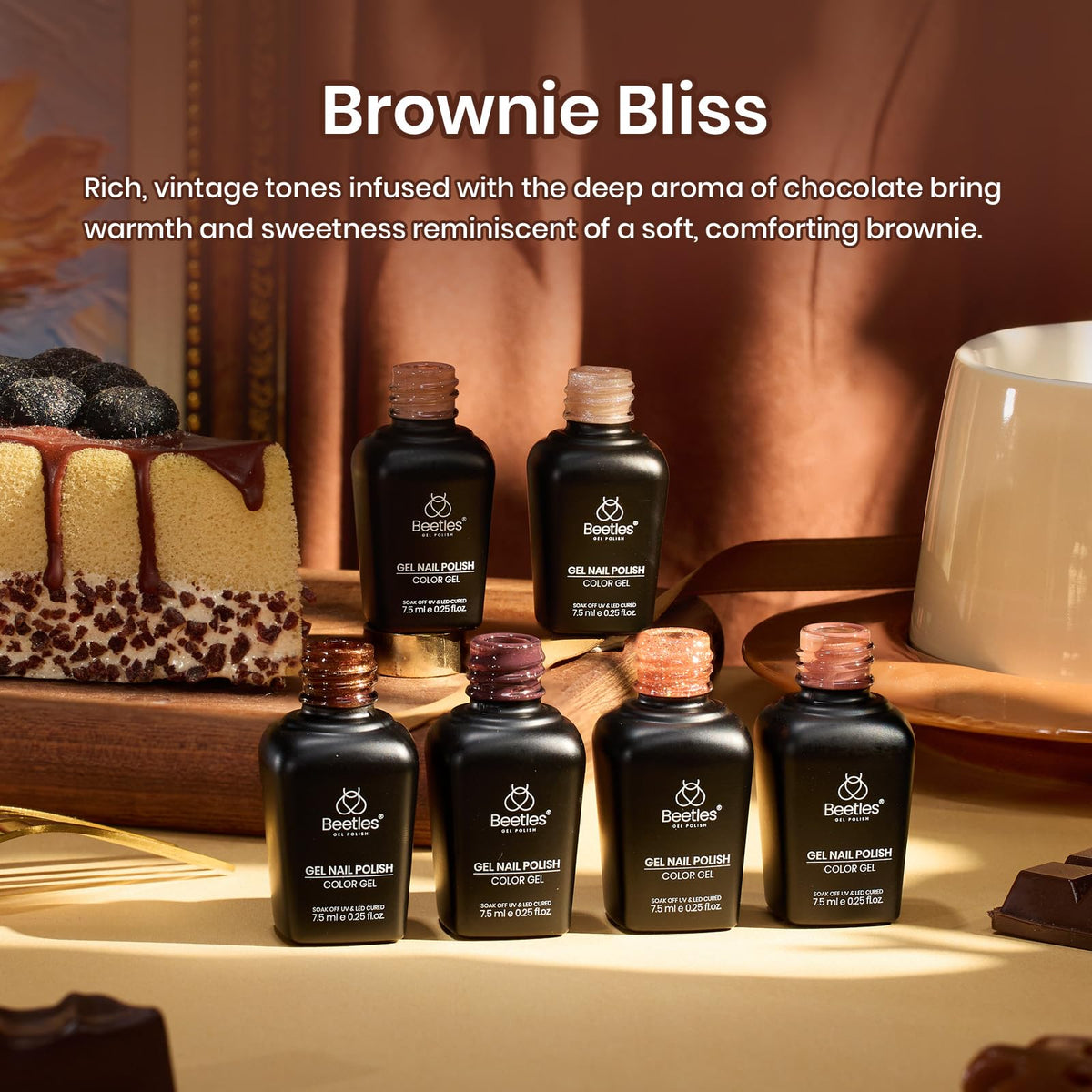 beetles Gel Polish Brownie Bliss nail art design using brown gel polish