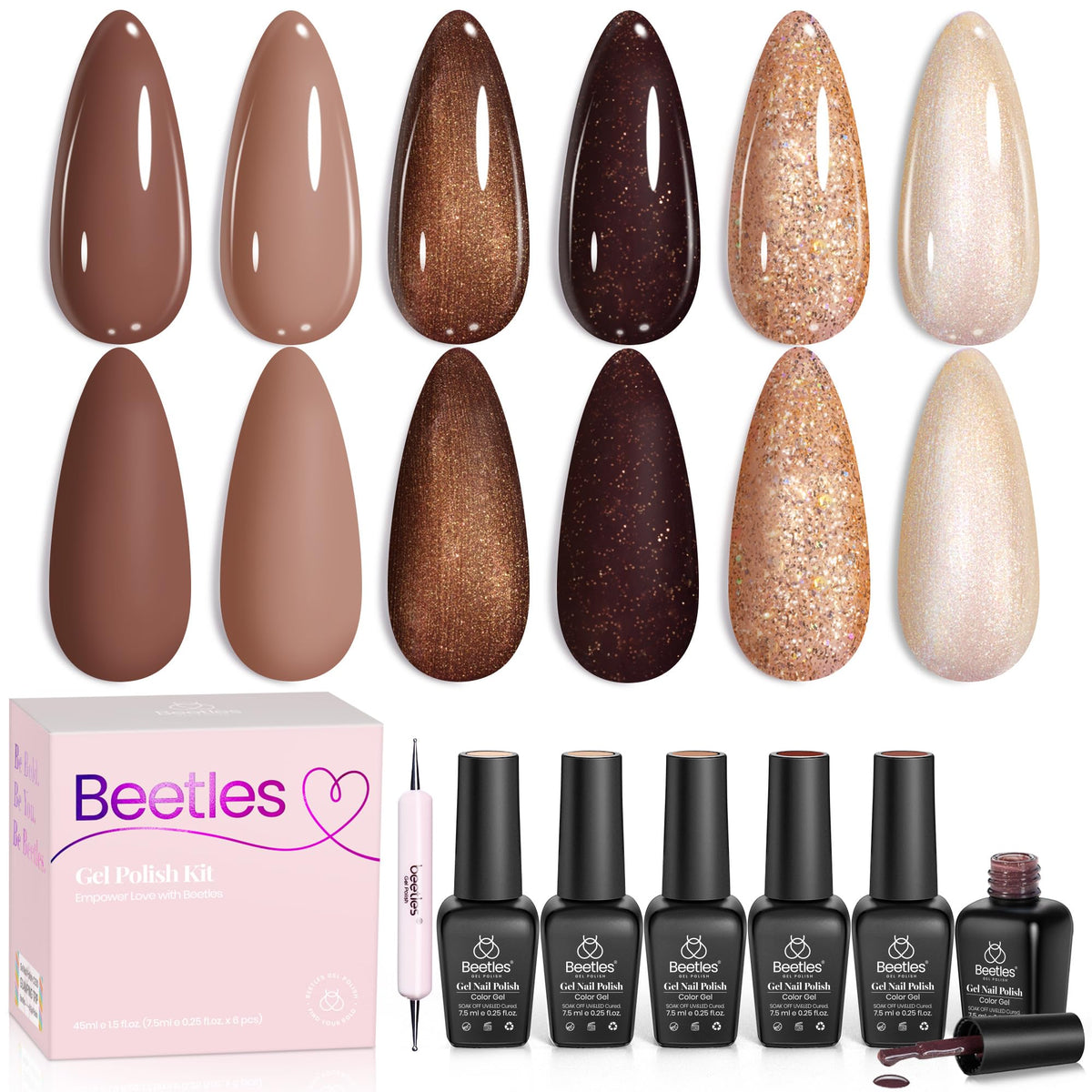 beetles Gel Polish Brownie Bliss set of 6 gel nail polishes in brown shades