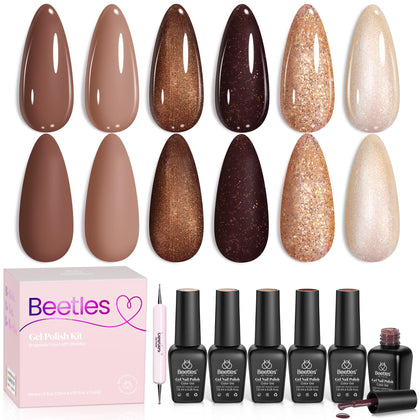 beetles Gel Polish Brownie Bliss set of 6 gel nail polishes in brown shades
