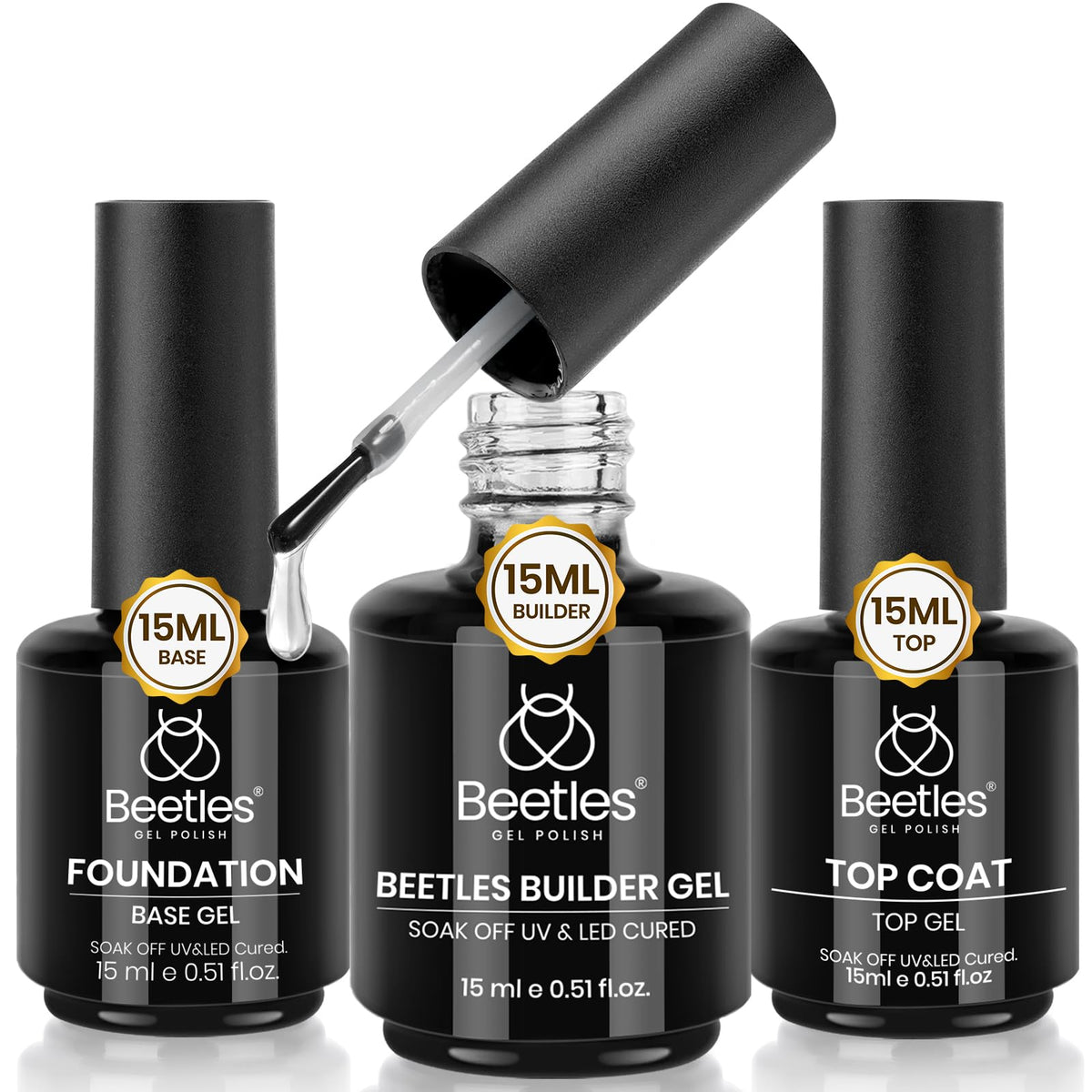 beetles Gel Polish Builder Nail Gel Set 15ml three bottles front view