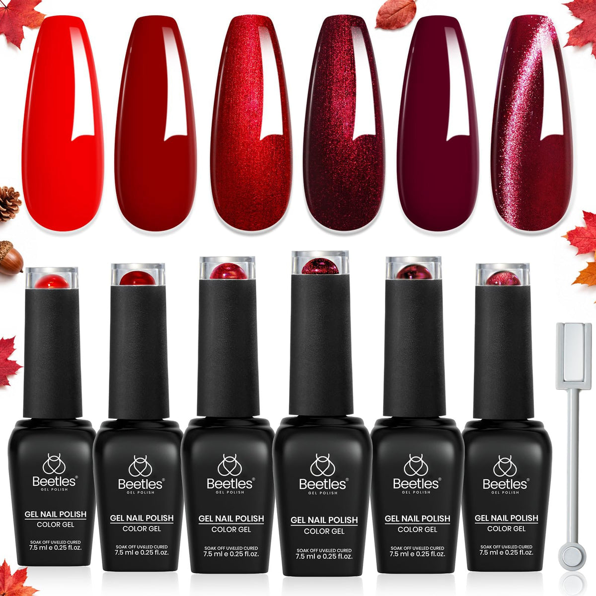 beetles Gel Polish Burgundy Shimmer Gel Nail Polish Set front view