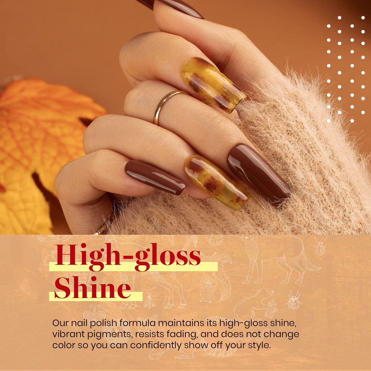 beetles Gel Polish Caramel Swirl Set application process with UV lamp