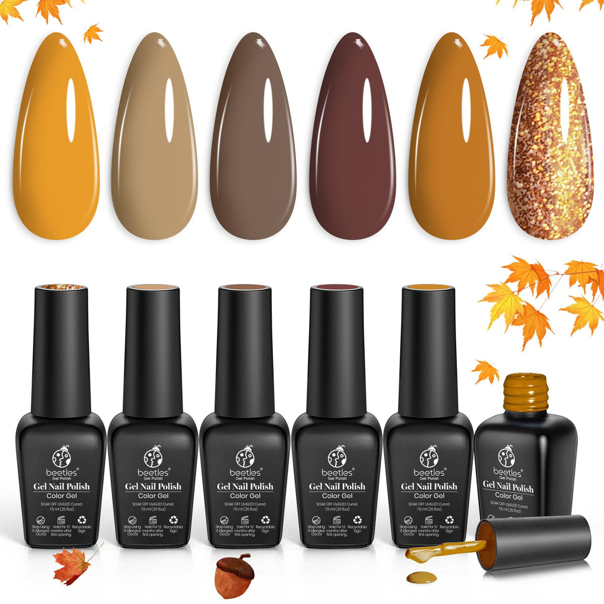 beetles Gel Polish Caramel Swirl Set front view with six bottles