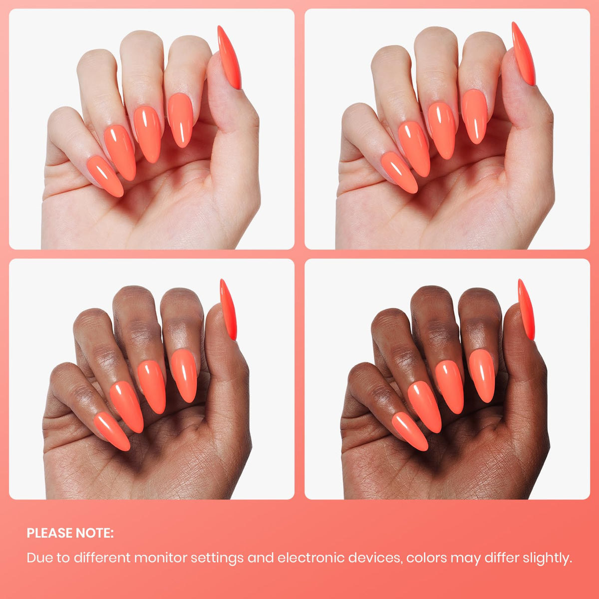 beetles Gel Polish Carly Coral Orange 15ml application process