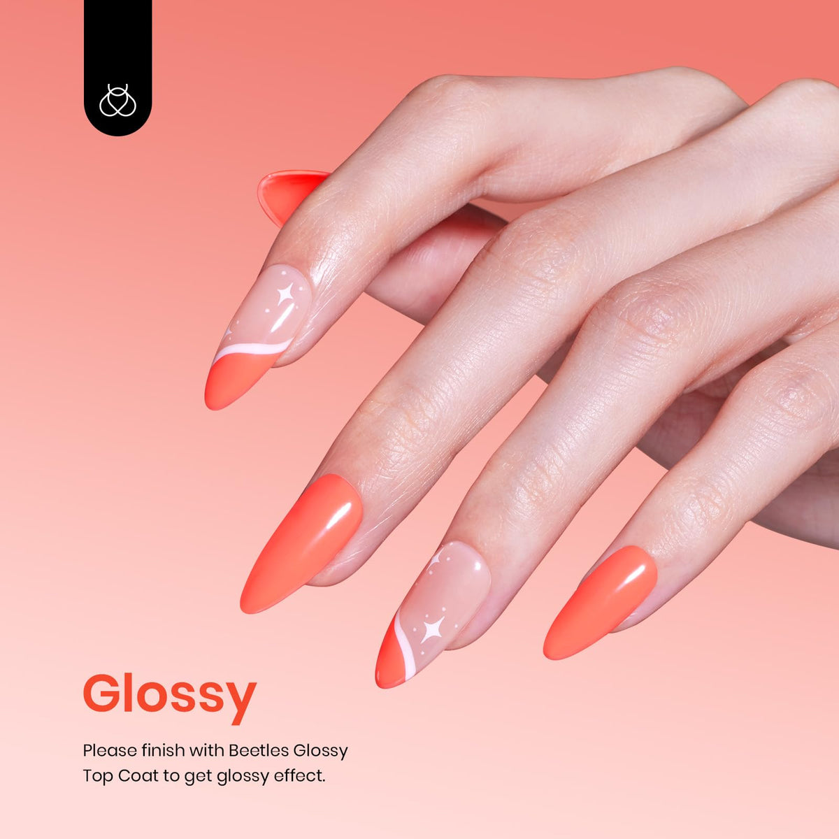 beetles Gel Polish Carly Coral Orange 15ml swatch on nail