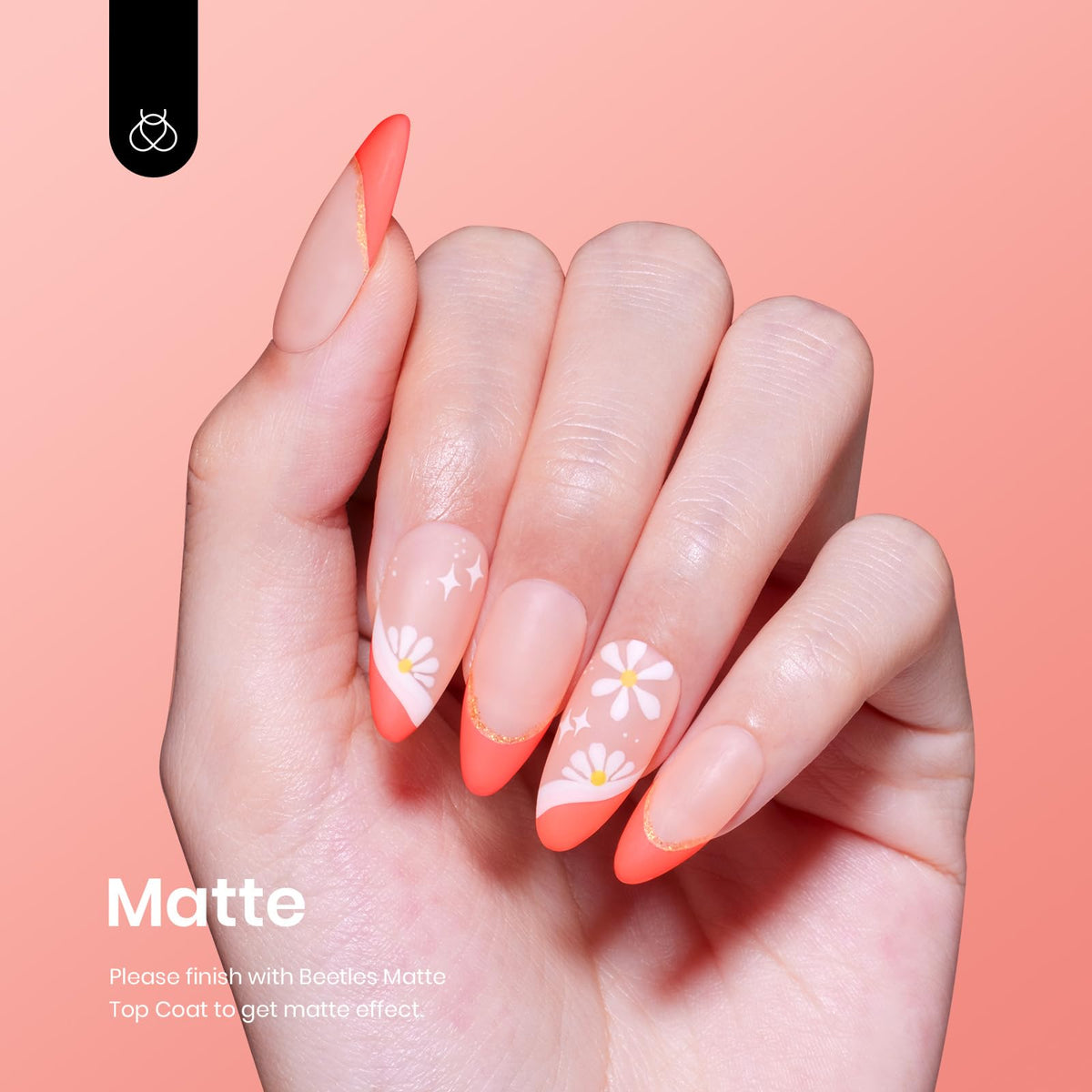 beetles Gel Polish Carly Coral Orange 15ml with base and top coat